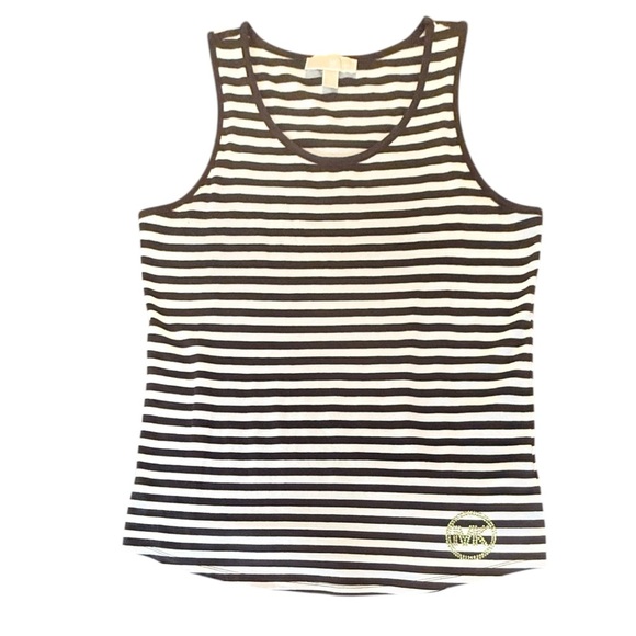 Michael Kors Black and White Striped Cotton Tank Top Size XL MSRP $85 - Picture 1 of 8